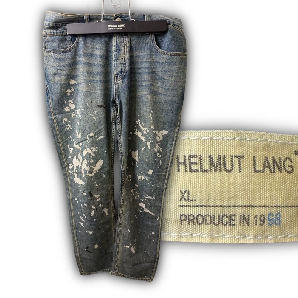 Helmut Lang Men's Splash Blue and Navy Jeans